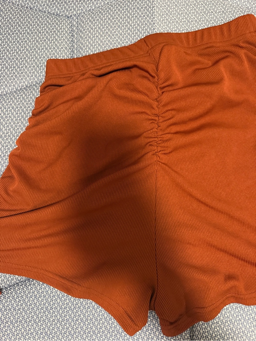 Women’s Rust Orange Ruched Side Shorts - Picture 5 of 5
